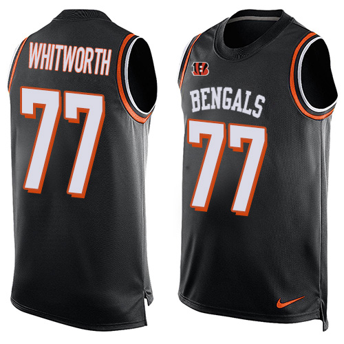 Men's Limited Andrew Whitworth Nike Jersey Black - #77 Player Name & Number Tank Top NFL Cincinnati Bengals